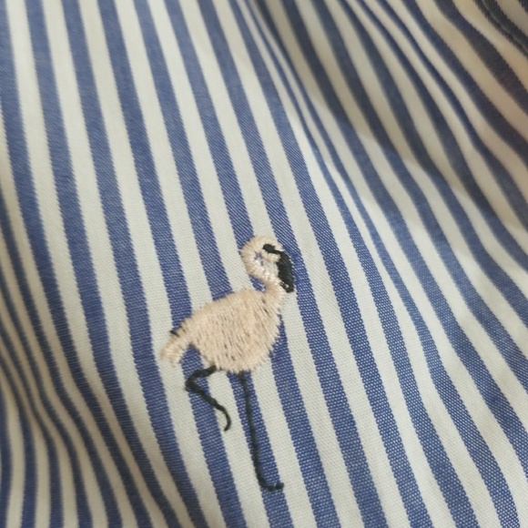 NWT MARC NEW YORK ANDREW FLAMINGO STRIPES BUTTON - Picture 6 of 6